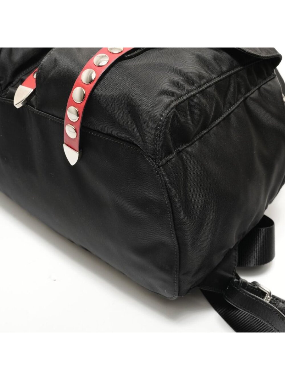 Prada Backpack Nylon Studs Leather - Picture 6 of 10
